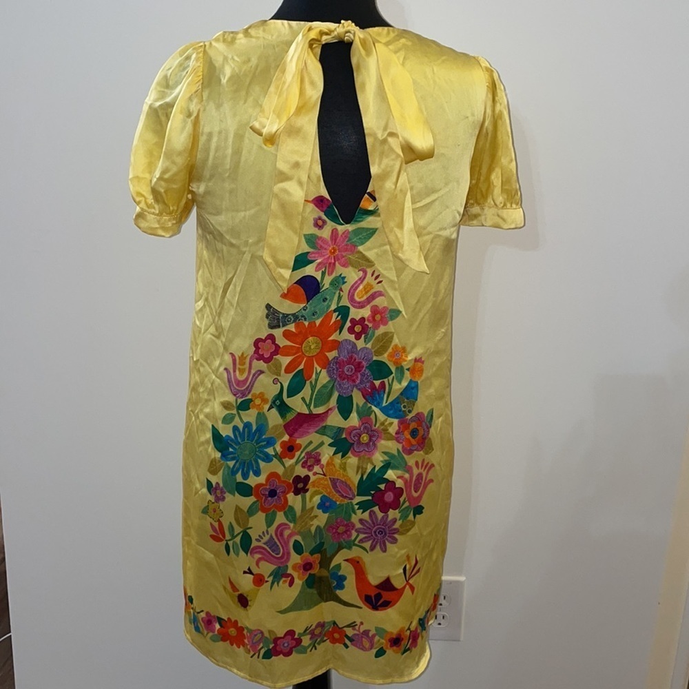 Voom Joy Han Vintage Silk Babydoll Printed Dress size - M - Picture 2 of 3